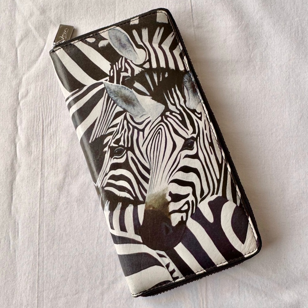 NWT ICON Zip Around Wallet with wearable Art - Zebra Print
